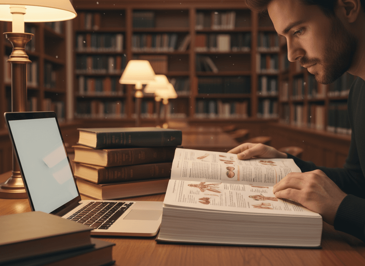 Lékař studuje odbornou literaturu