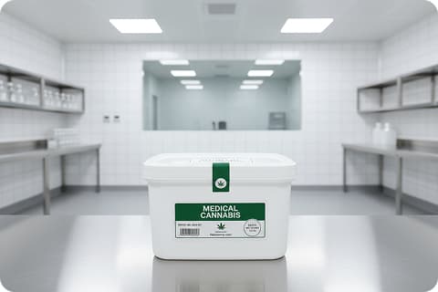 Balení léčebného konopí v čistém provozu
