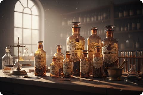 Historické lékárnické lahvičky s tinkturami